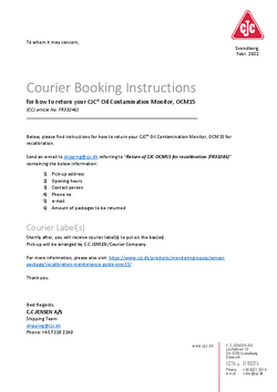 Courier booking instructions_OCM15 recalibration