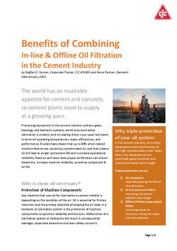 MINING_Cement, Benefits in-line and offline oil filtration in cement industry