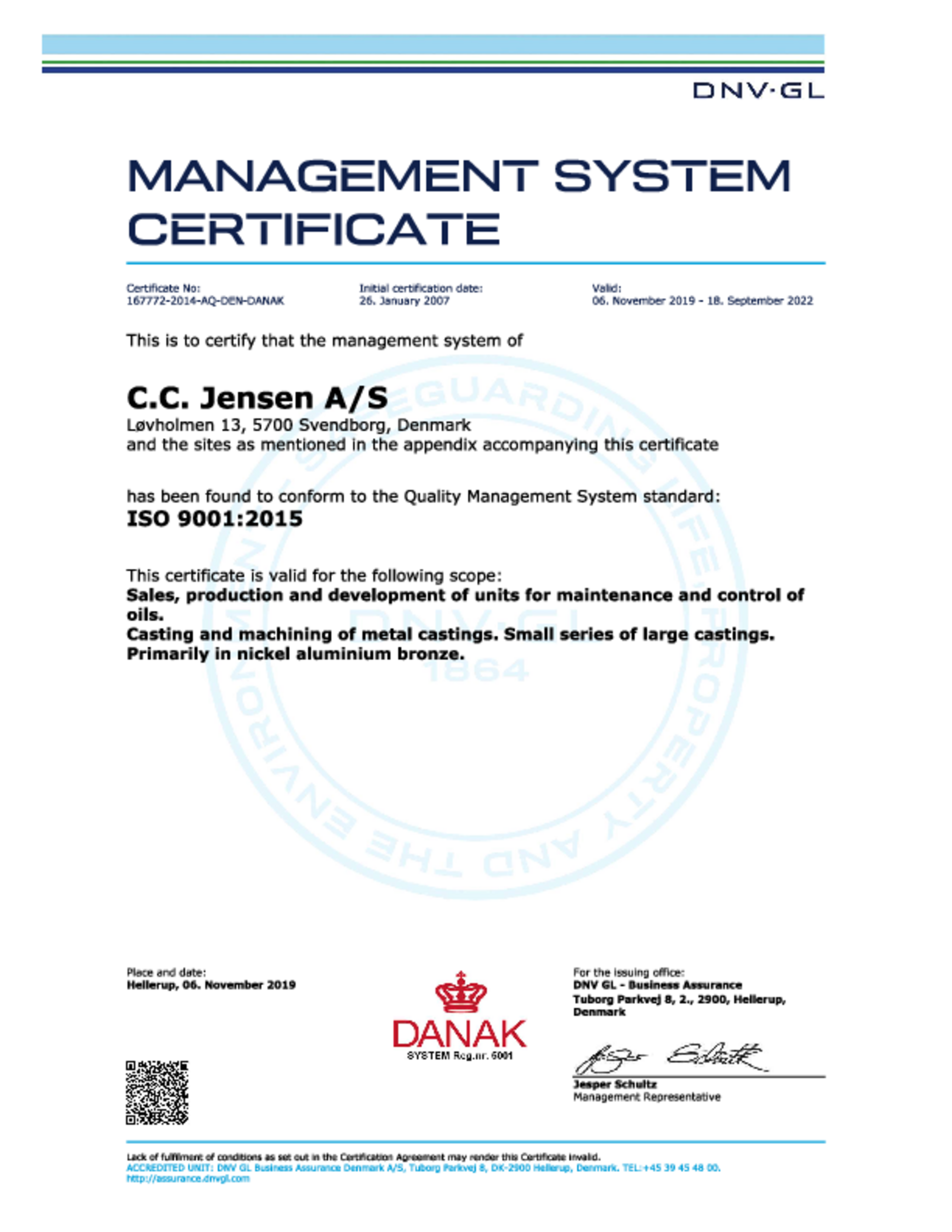 C C Jensen A S An Iso 9001 2008 Certified Company Quality Control