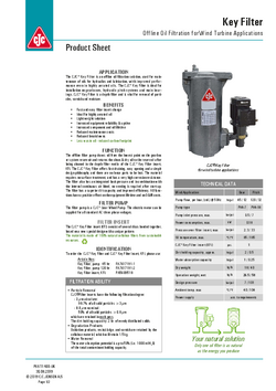 Key Filter CJC, Offline Oil Filtration for Wind Applications