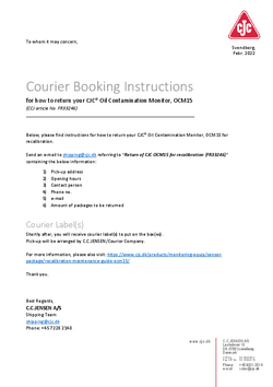 Courier booking instructions_OCM15 recalibration